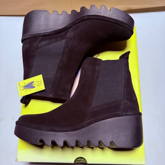 Fly London BAGU233FLY Suede Leather Women's Slip On Black Boots Size 8-8.5 - Picture 9 of 14